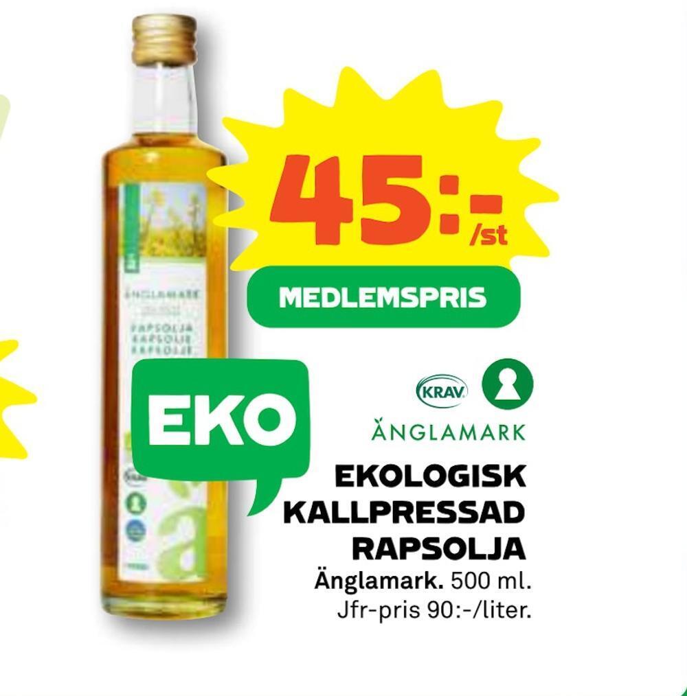 Coop Konsum Ekologisk kallpressad rapsolja erbjuda