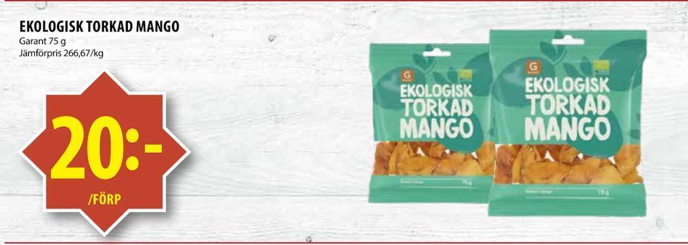 Matvärlden Tensta Ekologisk torkad mango erbjuda