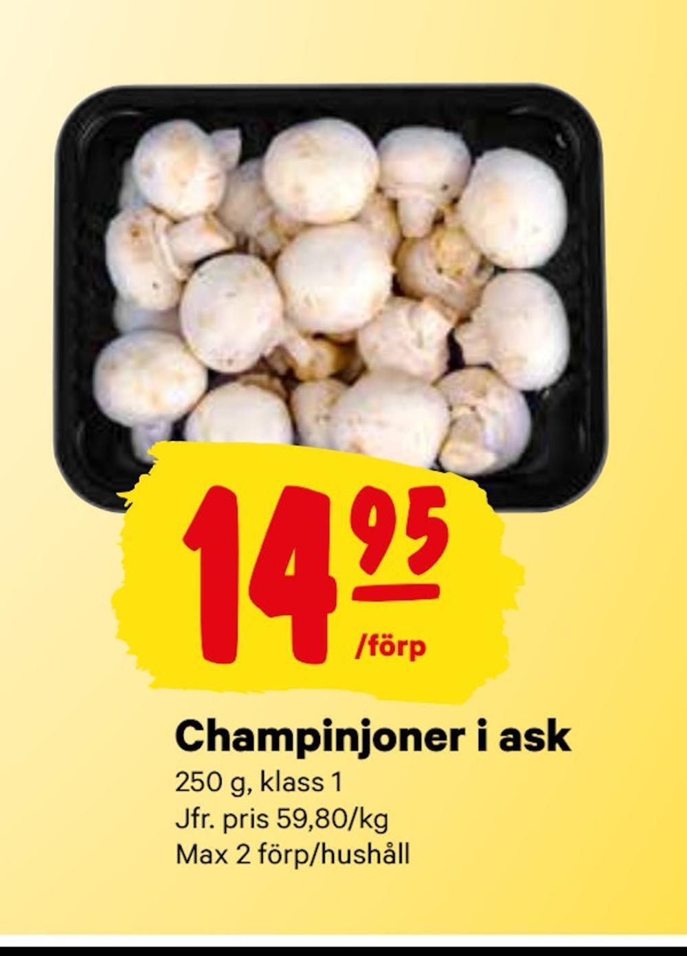 minmatbutik Champinjoner i ask erbjuda