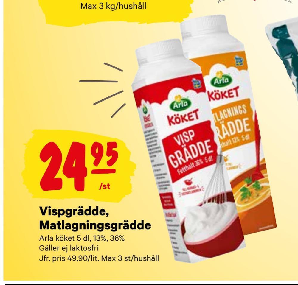 minmatbutik Vispgrädde, matlagningsgrädde erbjuda