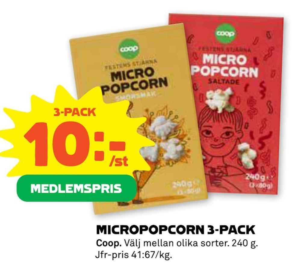 Stora Coop Micropopcorn 3-pack erbjuda