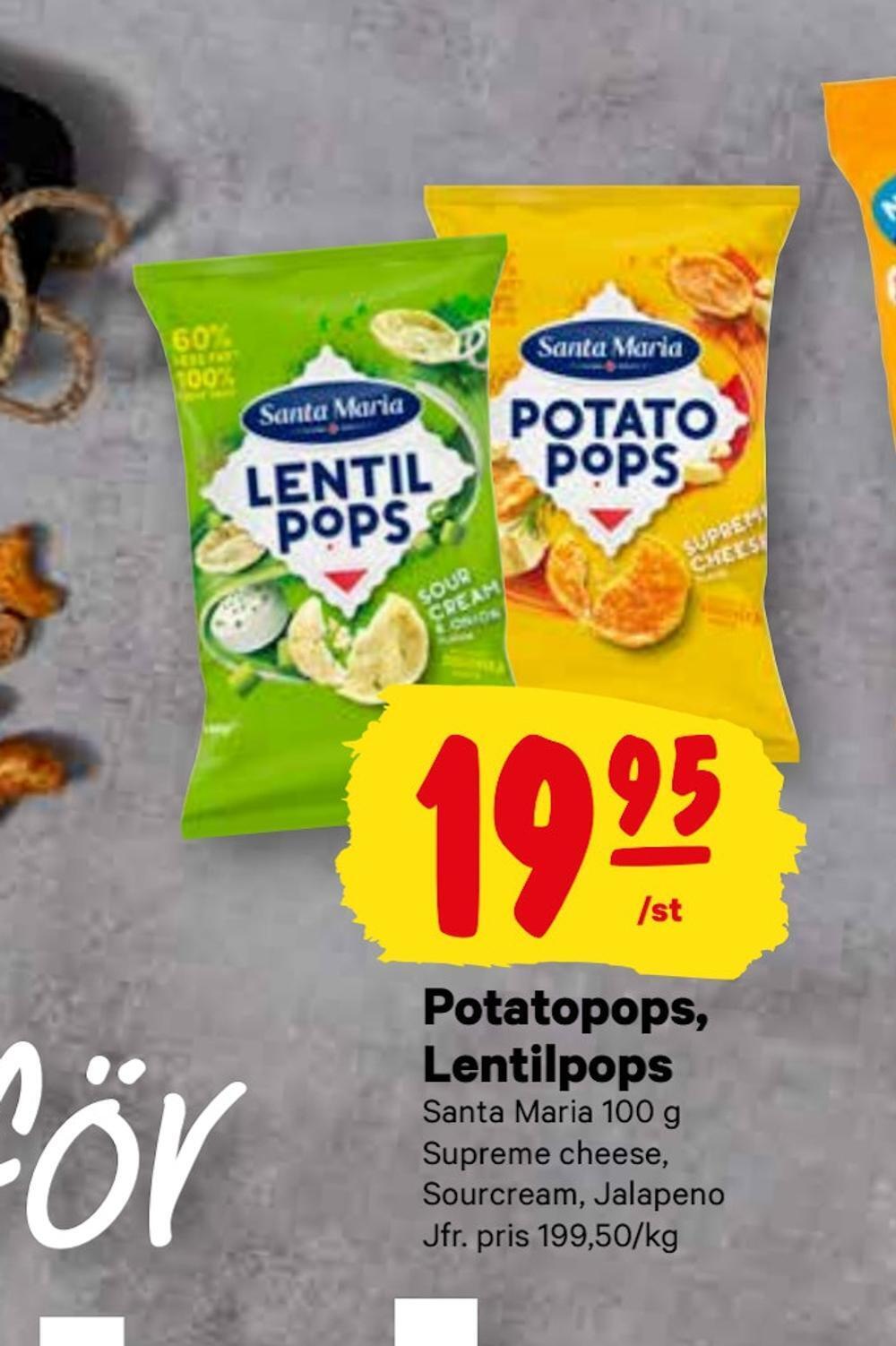 minmatbutik Potatopops, lentilpops erbjuda