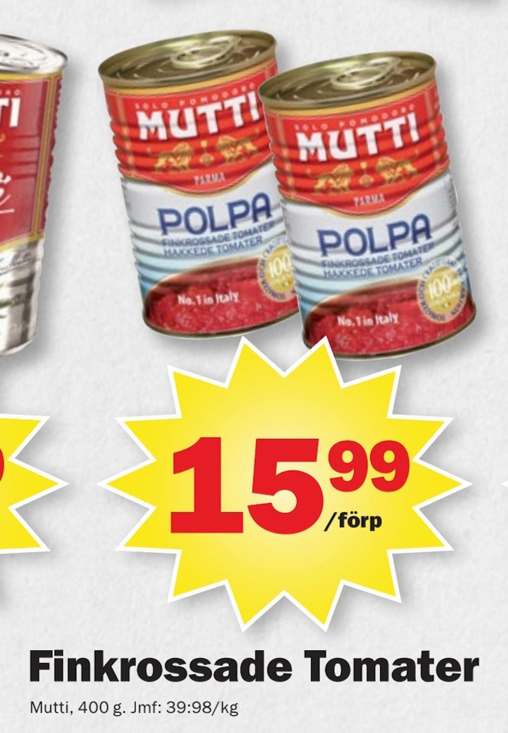 Pekås Finkrossade tomater erbjuda