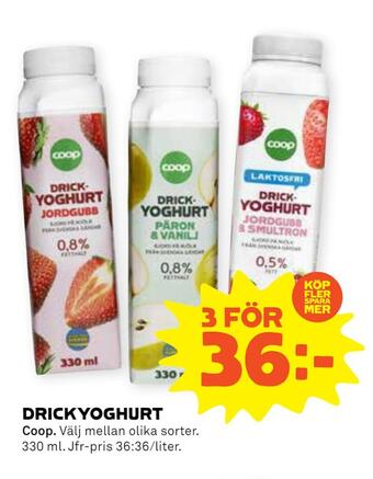 Stora Coop Drickyoghurt erbjuda