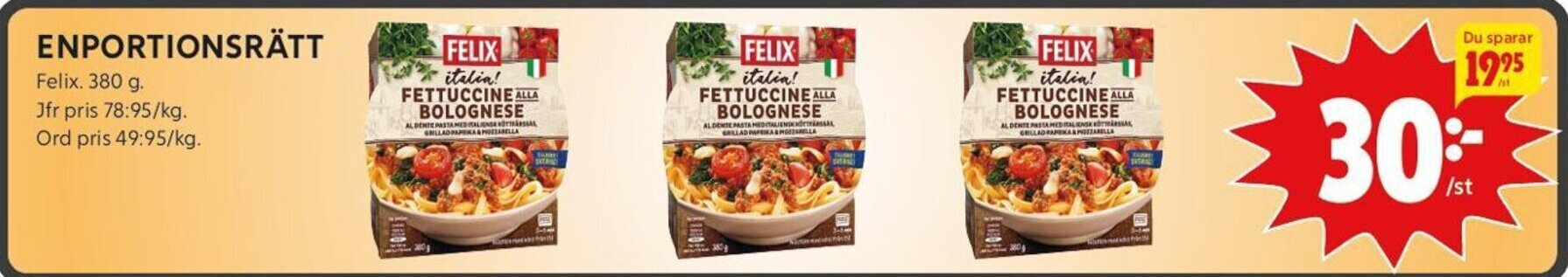 ICA Kvantum ENPORTIONSRÄTT Felix. 380 g. erbjuda
