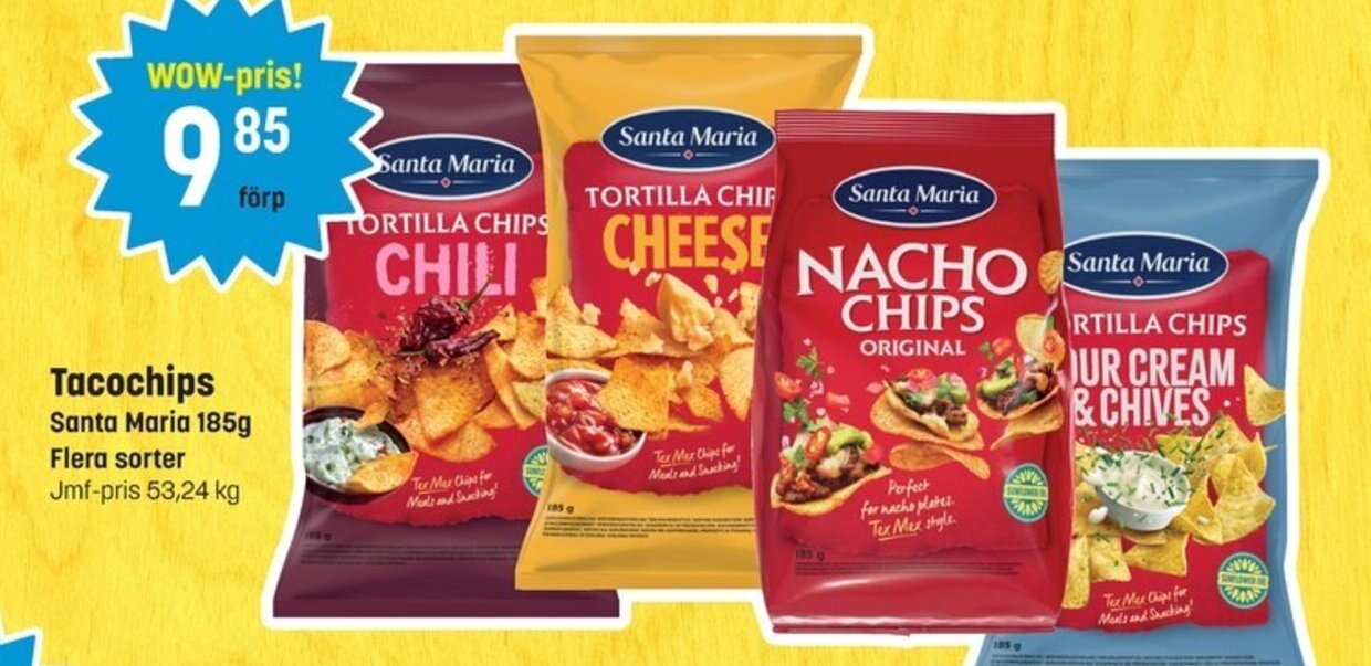 Eurocash Tacochips Santa Maria 185g erbjuda