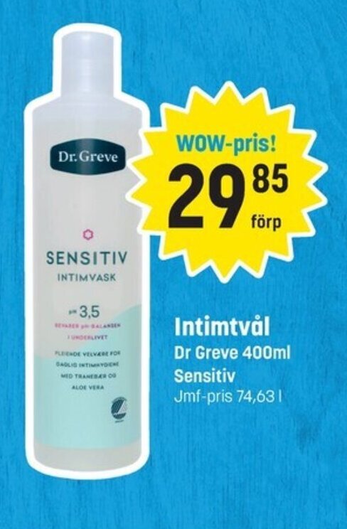 Eurocash Intimtvål Dr Greve 400ml Sensitiv erbjuda
