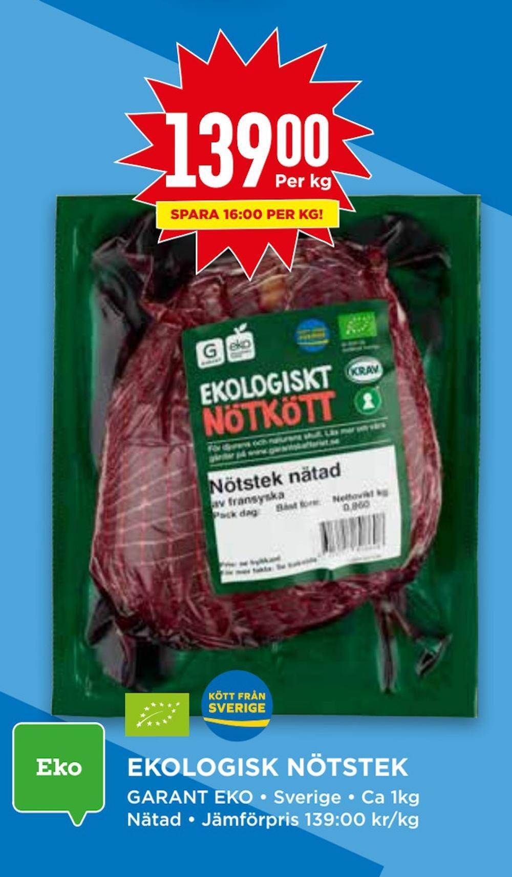 Willys Ekologisk nötstek erbjuda