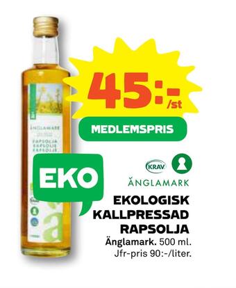 Coop Ekologisk kallpressad rapsolja erbjuda
