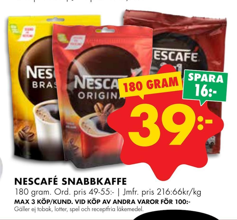 ÖoB Nescafé snabbkaffe erbjuda