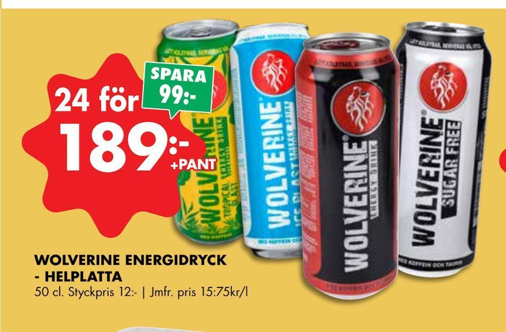 ÖoB Wolverine energidryck - helplatta erbjuda