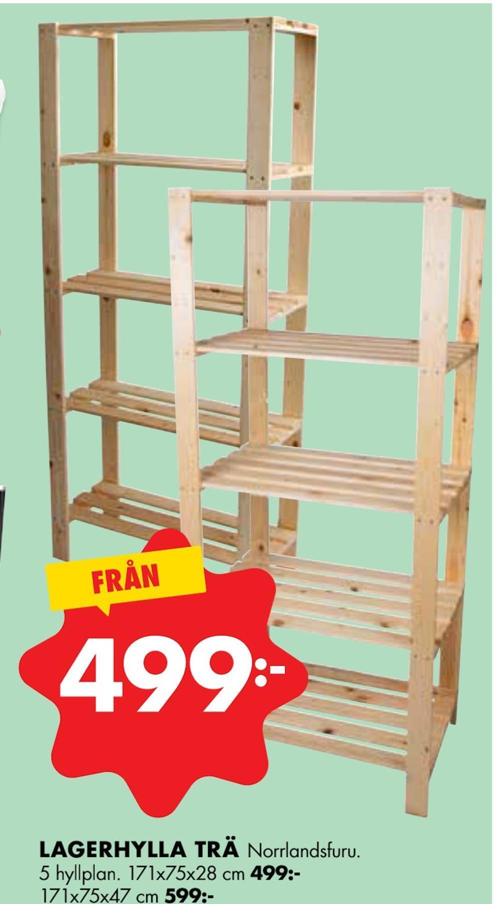 ÖoB Lagerhylla trä erbjuda