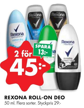 ÖoB Rexona roll-on deo erbjuda