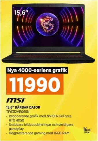 Power Msi laptop erbjuda