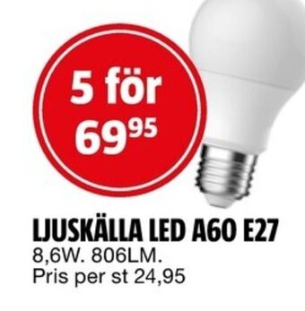 Bauhaus LJUSKÄLLA LED A60 E27 erbjuda