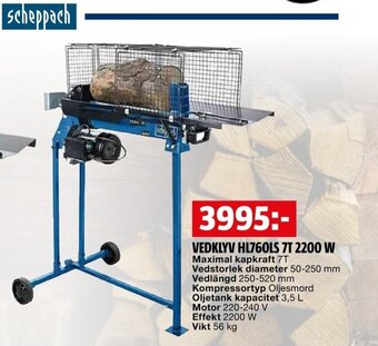 Bauhaus scheppach VEDKLYV HL760LS 7T 2200 W erbjuda