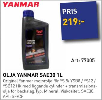 SeaSea Olja yanmar sae30 1l erbjuda