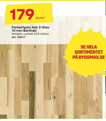 Byggmax Parkettgolv Ask 3-Stav 10 mm Barlinek erbjuda