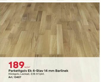 Byggmax Parkettgolv Ek 4-Stav 14 mm Barlinek erbjuda