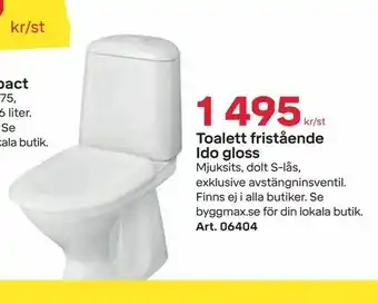 Byggmax Toalett fristående Ido gloss erbjuda