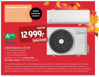 Jula Qlima värmepump erbjuda