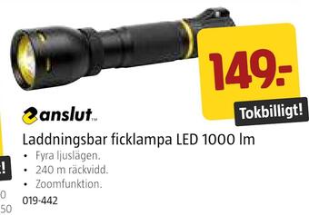 Laddningsbar ficklampa 1000 lm