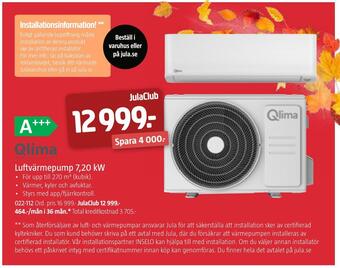 Jula Luftvärmepump 7,20 kw erbjuda