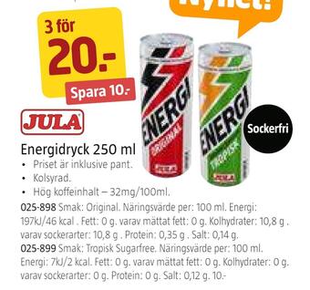 Jula Energidryck 250 ml erbjuda