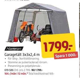 Jula Garagetält 3x3x2,4 m erbjuda
