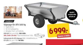 Jula Släpvagn för atv 500 kg erbjuda