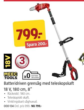 Jula Batteridriven grensåg med teleskopskaft 18 v, 180 cm, 8 erbjuda