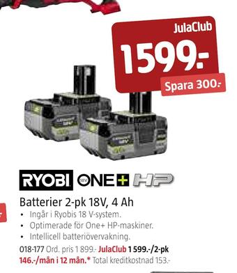 Jula Batterier 2-pk 18v, 4 ah erbjuda