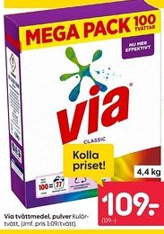 Rusta Via tvättmedel, pulver erbjuda
