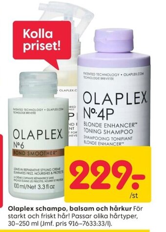 Rusta Olaplex schampo, balsam och hårkur erbjuda