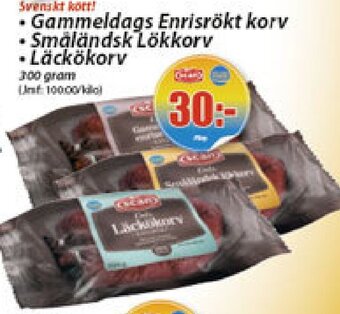 Extra Mjällby Stormarknad Gammeldags Enrisrökt korv erbjuda