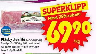 ICA Supermarket Fläskytterfilé ICA erbjuda