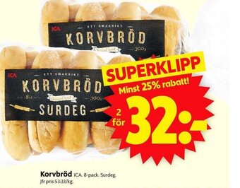ICA Supermarket Korvbröd ICA. 8-pack. erbjuda