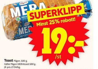 ICA Supermarket Toast Pågen. 680 g erbjuda
