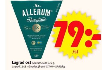 ICA Supermarket Lagrad ost Allerum. 670-675 g. erbjuda