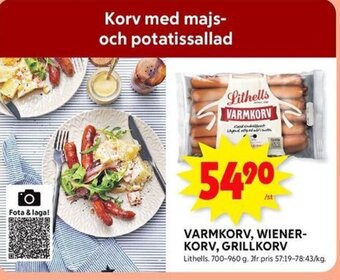 ICA Kvantum VARMKORV, WIENER-KORV, GRILLKORV Lithells erbjuda