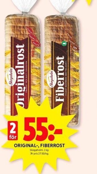 ICA Kvantum ORIGINAL-, FIBERROST Skogaholm erbjuda