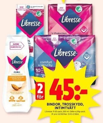 ICA Kvantum BINDOR, TROSSKYDD, INTIMTVÄTT Libresse erbjuda