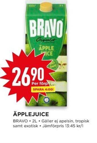 Willys ÄPPLEJUICE BRAVO 2L erbjuda