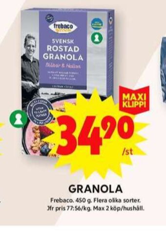 ICA Maxi Frebaco granola erbjuda