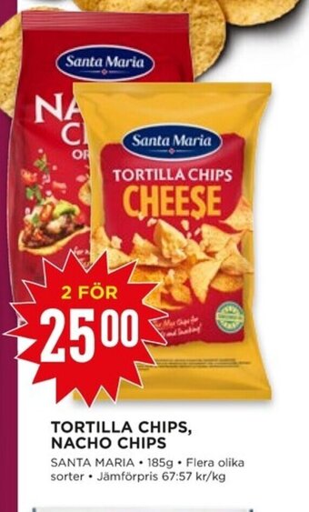 Willys TORTILLA CHIPS, NACHO CHIPS SANTA MARIA 185g erbjuda