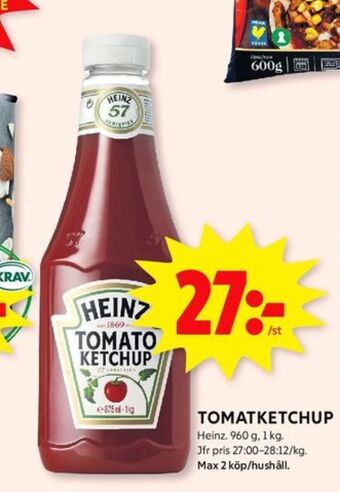 ICA Kvantum Heinz ketchup erbjuda