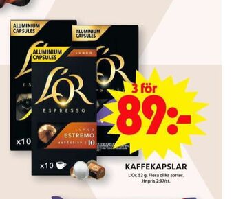 ICA Maxi L or kaffekapslar erbjuda