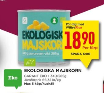 Willys Garant majs erbjuda