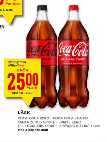 Willys Coca cola läskedryck erbjuda