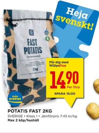Willys Hemma Garant potatis erbjuda